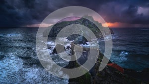 Panorama of San juan de Gaztelugatxe with stormy weather