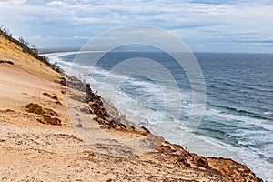 Panorama of Sand Dune at Carlo Sand Blow and Rocks of Rainbow Beach, Queensland, Australia