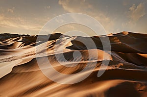 Panorama of sand dunes Sahara Desert