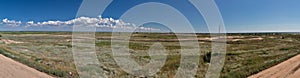 Panorama of sandbar between Black Sea and Sasyk or Kunduk lake, Ukraine