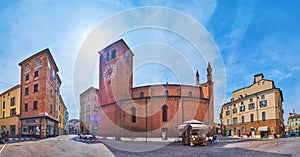 Panorama with Santa Brigida d\'Irlanda Church, Piacenza, Italy