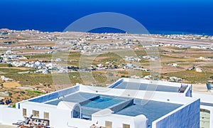 Panorama of Santorini island landscape Greece