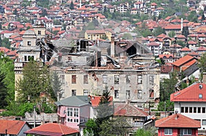 A panorama of Sarajevo, Bosnia and Herzegovina. The city has endured nearly four years of civil war and siege photo