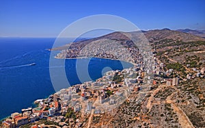 Panorama of Sarande coastal town in Albania