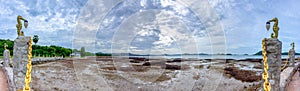 Panorama of Sattahip bay when water level is very low from ebb tide