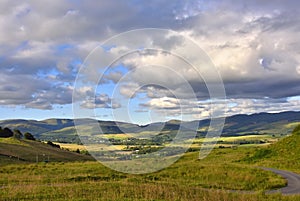 Panorama of Scottish Lowland Hill Landscape