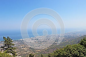 Panorama of the sea.Blue sky.City view from above