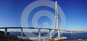 Panorama of the sea landscape with a view of the Russian bridge