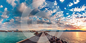 Panorama of sea port, Heraklion, Crete, Greece