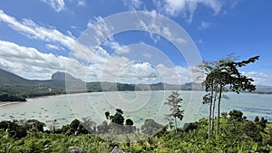 Panorama of the sea from the top of the resting place on the South Coast Route (Pansela)