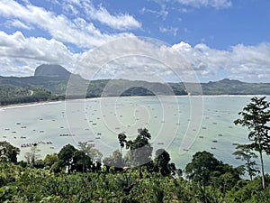 Panorama of the sea from the top of the resting place on the South Coast Route (Pansela)