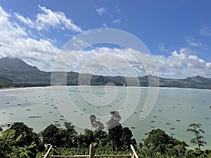 Panorama of the sea from the top of the resting place on the South Coast Route (Pansela)