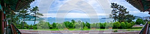 Panorama sea view of Admiral Yi Sun Sin memorial park in Geoje island photo