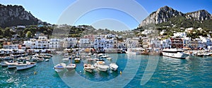 Panorama of seaport Marina Grande, Capri island - Italy