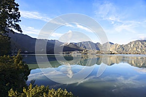 Panorama of Segara Anak on Mount Rinjani Crater Lake