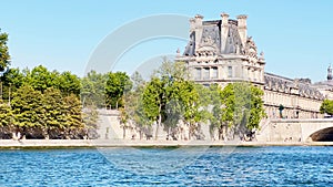 Panorama of Seine river near Georges Pompidou street and Louvre