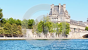 Panorama of Seine river near Georges Pompidou street and Louvre