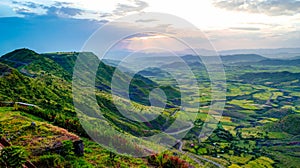 Panorama of Semien mountains and valley around Lalibela Ethiopia