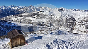panorama of Sestriere and mountains