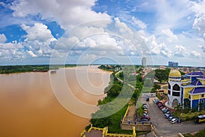 Panorama of several photos, the yellow river in Kota Bharu in Malaysia photo