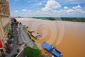 Panorama of several photos, the yellow river in Kota Bharu in Malaysia photo
