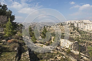 Panorama from Shepherd`s field, Beit Sahour, east of Bethlehem