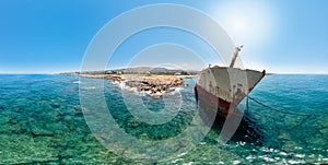 Panorama of Shipwreck near Pegeia village. Paphos District, cyprus