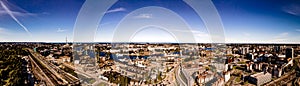 Panorama of the shipyard in Gdansk .