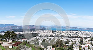 Panorama shot of San Francisco Skyline of downtown or business district