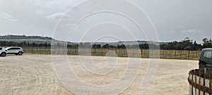 Panorama shot of a wide vineyard view in Attard,Malta