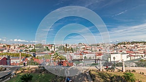 Panorama showing aerial view over the center of Lisbon timelapse from Miradouro de Sao Pedro de Alcantara photo