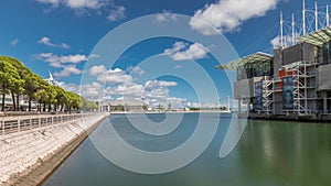 Panorama showing Lisbon Oceanarium timelapse, located in the Park of Nations. photo