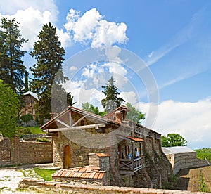 Panorama of Shuamta monastery in Alazani Valley photo