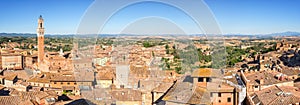 Panorama of Siena, aerial view with the Torre del Mangia Tuscany, Italy