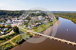 Panorama of sights of historic center and Klyazma river. Gorokhovets. Russia photo