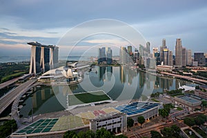 Panorama of Singapore business district skyline and Singapore sk