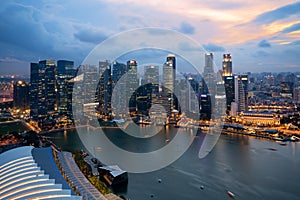 Panorama of Singapore business district skyline and Singapore sk
