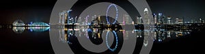 Panorama of Singapore city skyline at night