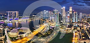 Panorama of Singapore skyline at night