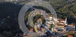 Panorama of Sintra with Palacio Nacional de Sintra or Sintra National Palace also known as Palacio da Vila or Town Palace is a photo