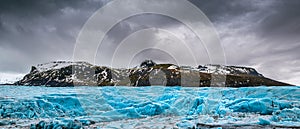 Panorama of Skaftafell glacier, Vatnajokull National Park in Iceland