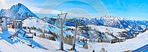 Panorama with ski lift, Zwieselalm mountain, Gosau, Austria