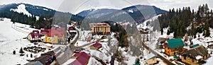 Panorama of ski resort Pilipets in Carpathian mountains