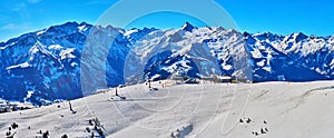 Panorama of ski resort, Schmitten mount, Zell am See, Austria