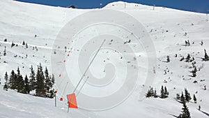 Panorama of the Ski Slope and Snow Guns