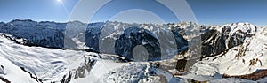 Panorama. Ski tour on the Sonnenhorn above Weissenberge elm. Mountaineering in beautiful Glarnerland. Skimo