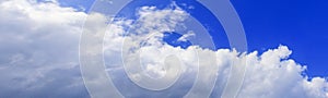 Panorama sky and big storm cloud summer art in nature beautiful background with copy space add text