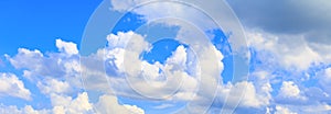 Panorama sky and cloud in summer time with formation storm beautiful art nature background