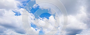 Panorama sky cloud vivid and form storm summer time beautiful background with copy space add text