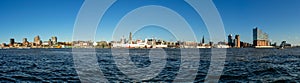 Panorama/Skyline of Hamburg harbor from the opposite side of the Elbe